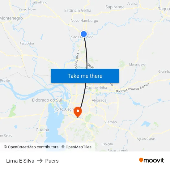 Lima E Silva to Pucrs map