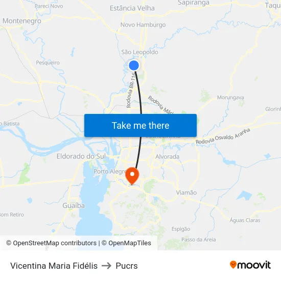 Vicentina Maria Fidélis to Pucrs map