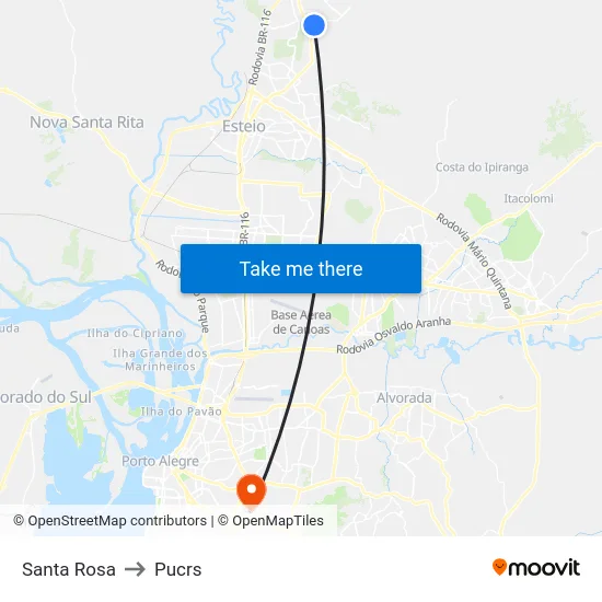 Santa Rosa to Pucrs map