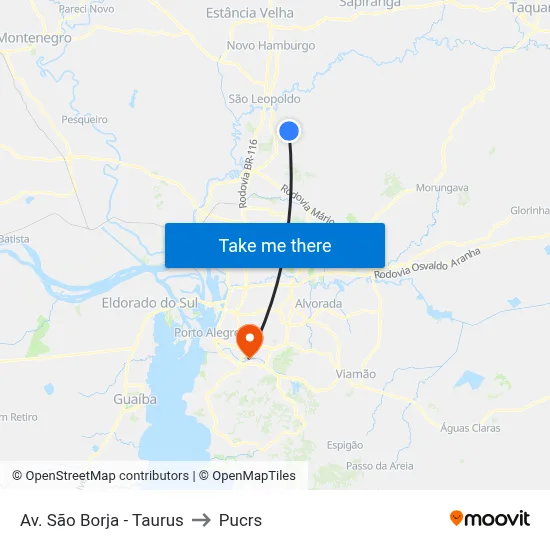 Av. São Borja - Taurus to Pucrs map