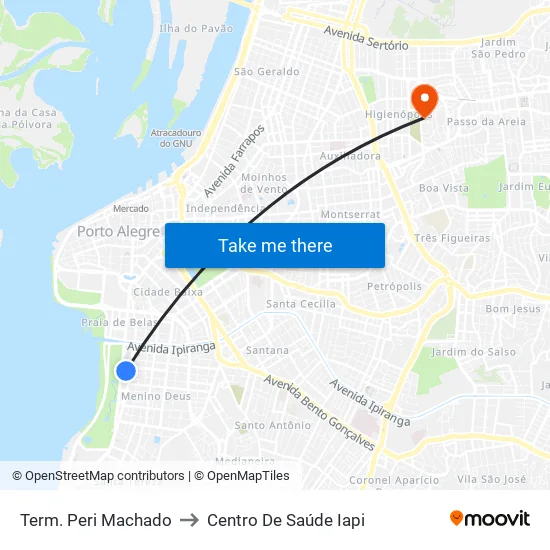 Term. Peri Machado to Centro De Saúde Iapi map