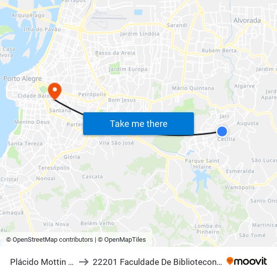 Plácido Mottin - Parada 11 to 22201 Faculdade De Biblioteconomia E Comunicação map