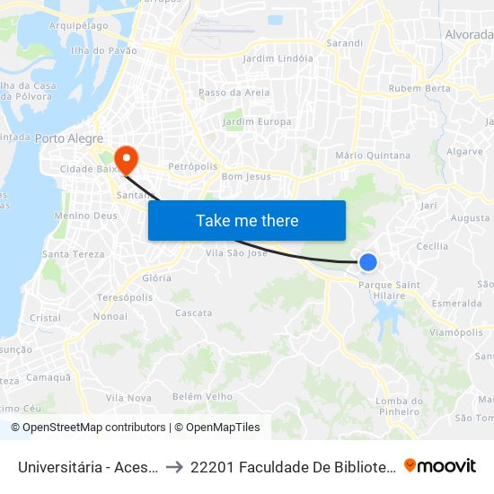 Universitária - Acesso Campus Ufrgs to 22201 Faculdade De Biblioteconomia E Comunicação map
