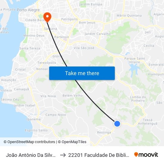João Antônio Da Silveira - Hospital Restinga to 22201 Faculdade De Biblioteconomia E Comunicação map