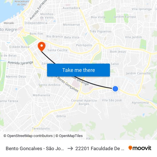 Bento Goncalves - São José Porto Alegre - Rs 90650-002 Brasil to 22201 Faculdade De Biblioteconomia E Comunicação map