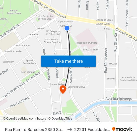 Rua Ramiro Barcelos 2350 Santa Cecília Porto Alegre - Rio Grande Do Sul 90035-903 Brasil to 22201 Faculdade De Biblioteconomia E Comunicação map