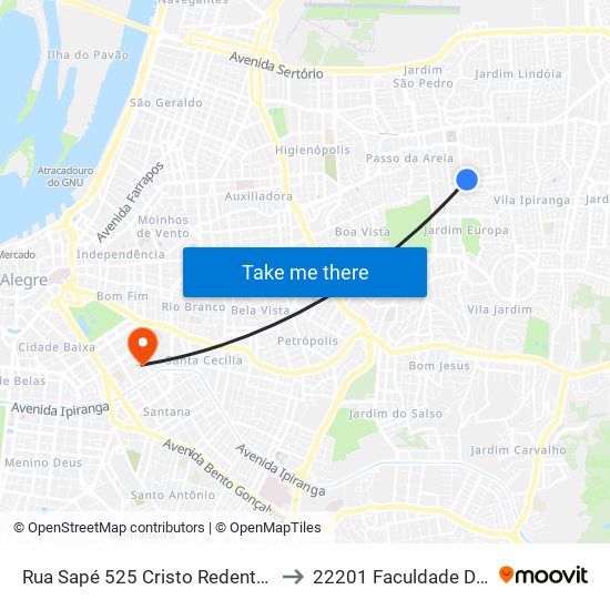 Rua Sapé 525 Cristo Redentor Porto Alegre - Rio Grande Do Sul 91350 Brasil to 22201 Faculdade De Biblioteconomia E Comunicação map