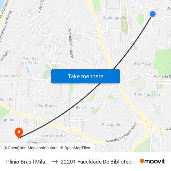 Plínio Brasil Milano - Carrefour to 22201 Faculdade De Biblioteconomia E Comunicação map