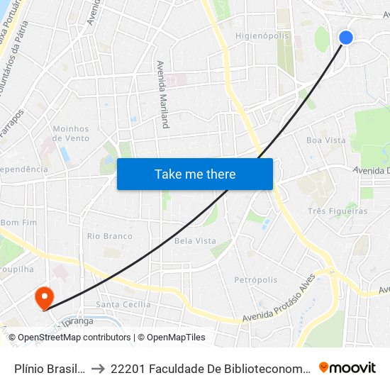 Plínio Brasil Milano to 22201 Faculdade De Biblioteconomia E Comunicação map