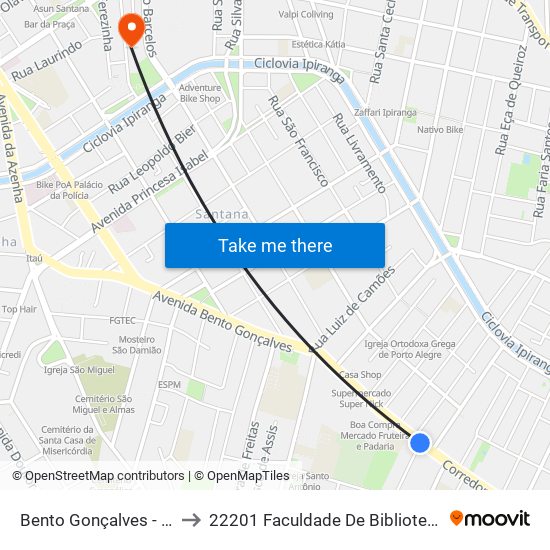 Bento Gonçalves - Padre Rambo Cb to 22201 Faculdade De Biblioteconomia E Comunicação map