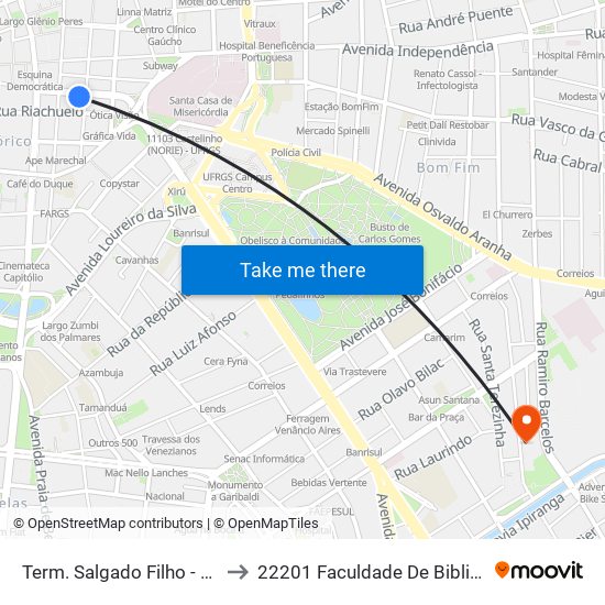 Term. Salgado Filho - Entre Marechal E Vigário to 22201 Faculdade De Biblioteconomia E Comunicação map
