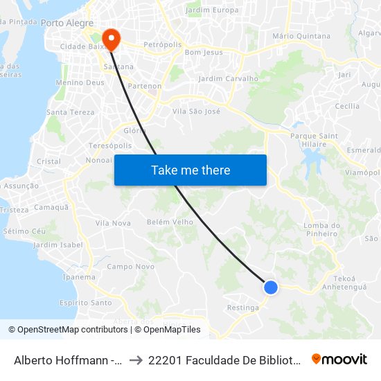 Alberto Hoffmann - Hospital Restinga to 22201 Faculdade De Biblioteconomia E Comunicação map