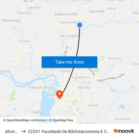 Alvorada to 22201 Faculdade De Biblioteconomia E Comunicação map