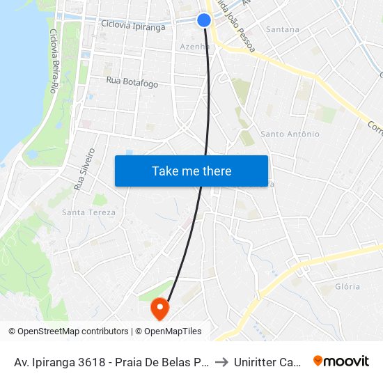 Av. Ipiranga 3618 - Praia De Belas Porto Alegre - Rs 90160-091 Brasil to Uniritter Campus Zona Sul map