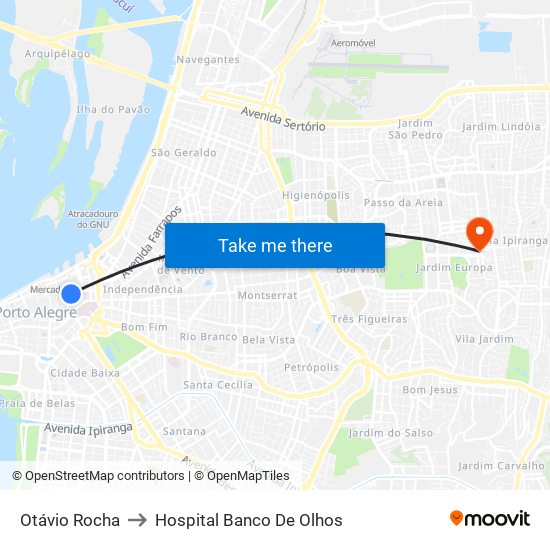 Otávio Rocha to Hospital Banco De Olhos map