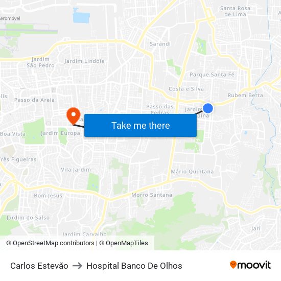 Carlos Estevão to Hospital Banco De Olhos map