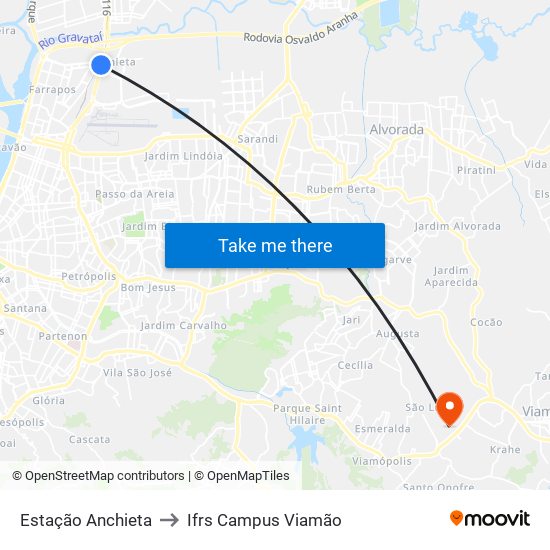 Estação Anchieta to Ifrs Campus Viamão map