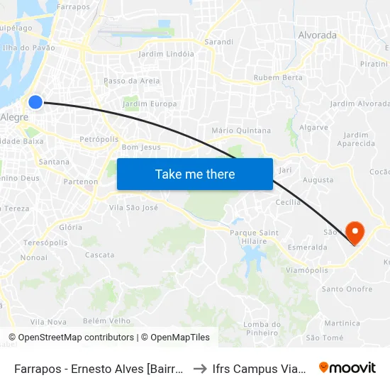 Farrapos - Ernesto Alves [Bairro - C] to Ifrs Campus Viamão map