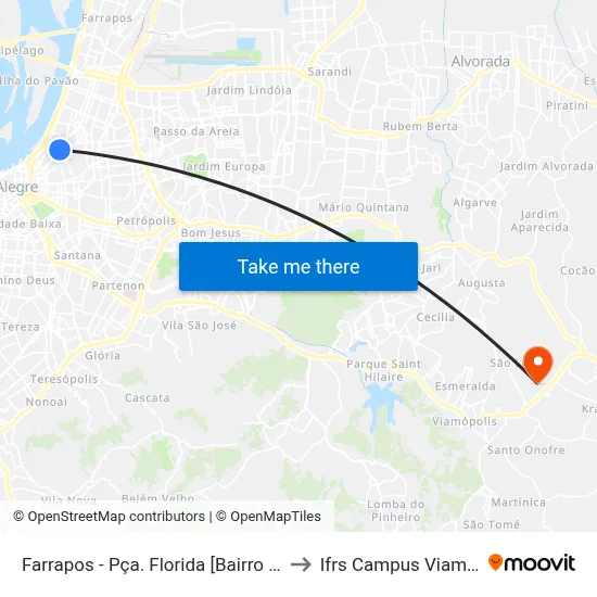 Farrapos - Pça. Florida [Bairro - B] to Ifrs Campus Viamão map