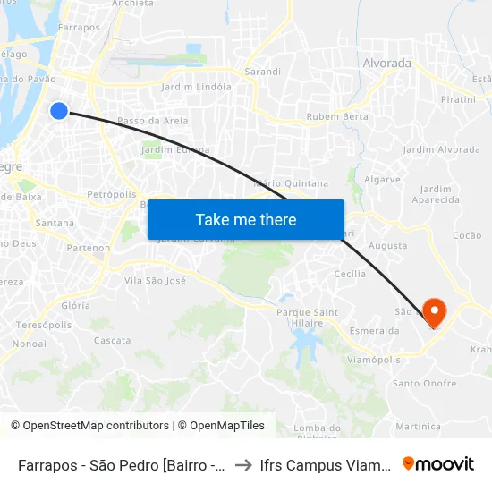 Farrapos - São Pedro [Bairro - C] to Ifrs Campus Viamão map