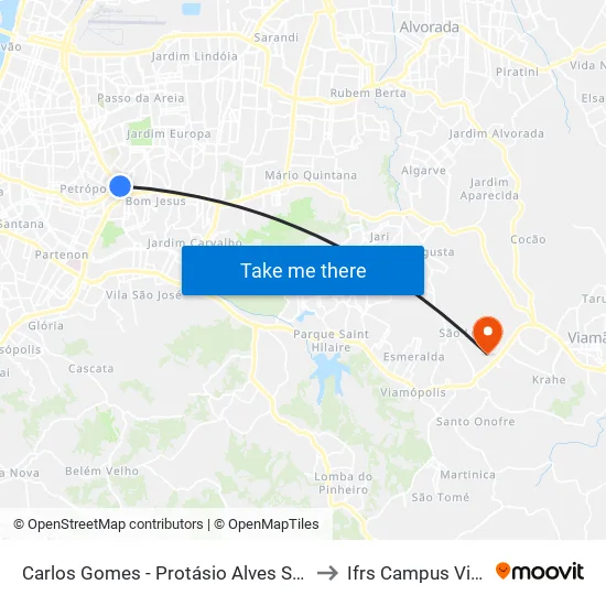 Carlos Gomes - Protásio Alves Sn (Piso 1) to Ifrs Campus Viamão map