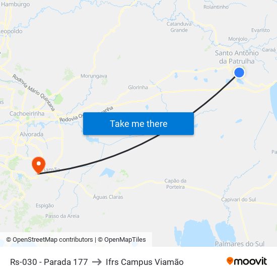 Rs-030 - Parada 177 to Ifrs Campus Viamão map