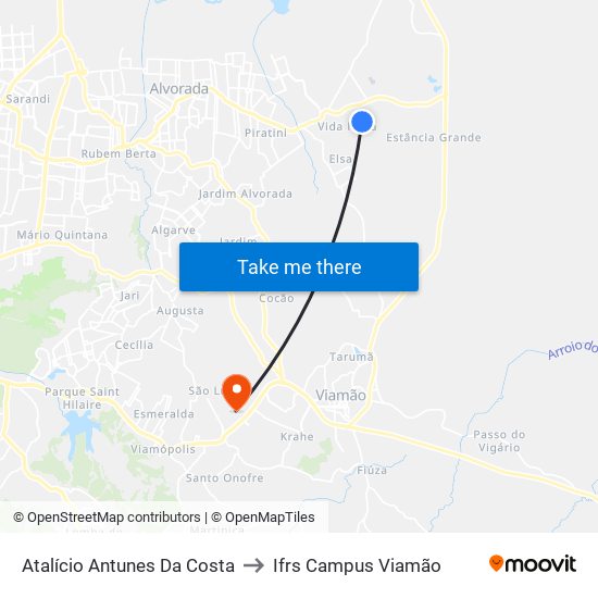 Atalício Antunes Da Costa to Ifrs Campus Viamão map