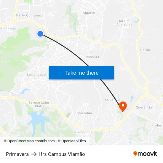 Primavera to Ifrs Campus Viamão map
