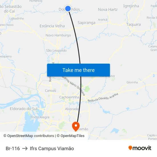 Br-116 to Ifrs Campus Viamão map