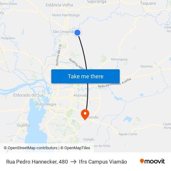 Rua Pedro Hannecker, 480 to Ifrs Campus Viamão map