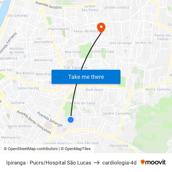 Ipiranga - Pucrs/Hospital São Lucas to cardiologia-4d map