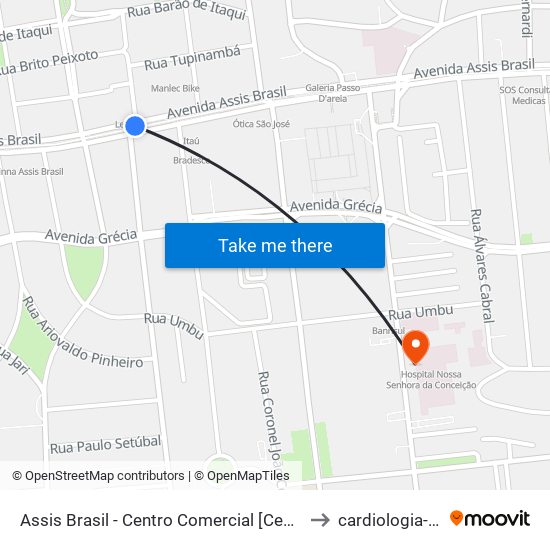 Assis Brasil - Centro Comercial [Centro] to cardiologia-4d map