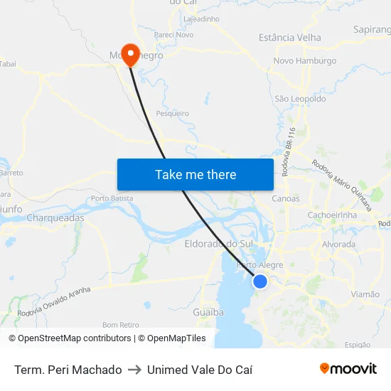 Term. Peri Machado to Unimed Vale Do Caí map