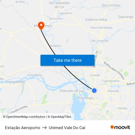 Estação Aeroporto to Unimed Vale Do Caí map