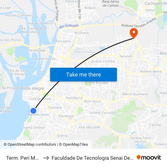 Term. Peri Machado to Faculdade De Tecnologia Senai De Porto Alegre map