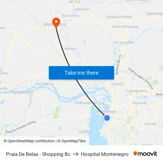 Praia De Belas - Shopping Bc to Hospital Montenegro map