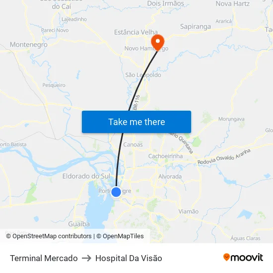 Terminal Mercado to Hospital Da Visão map