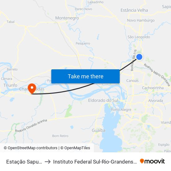 Estação Sapucaia to Instituto Federal Sul-Rio-Grandense (Ifsul) map