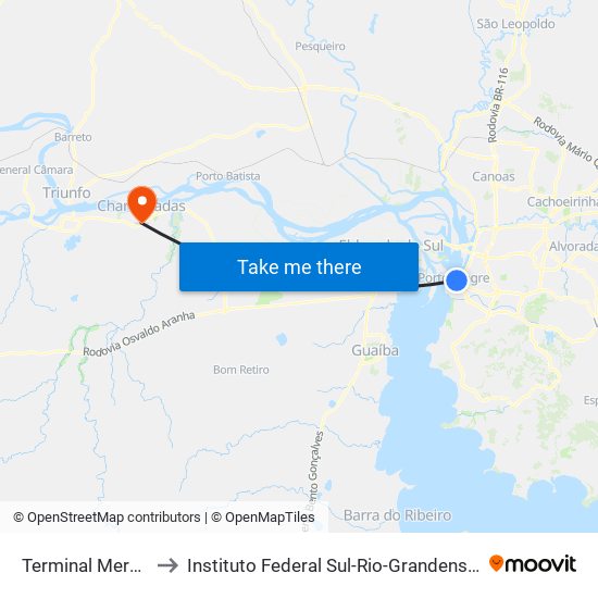 Terminal Mercado to Instituto Federal Sul-Rio-Grandense (Ifsul) map