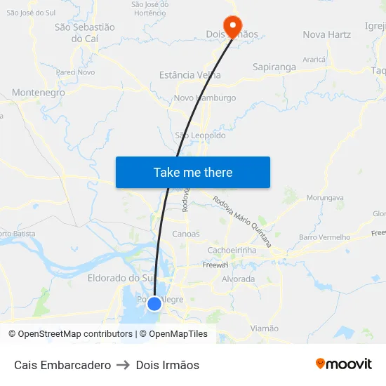 Cais Embarcadero to Dois Irmãos map