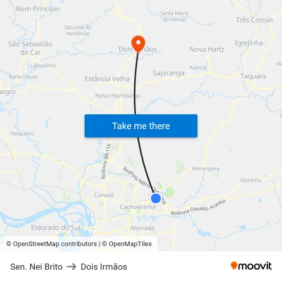 Sen. Nei Brito to Dois Irmãos map