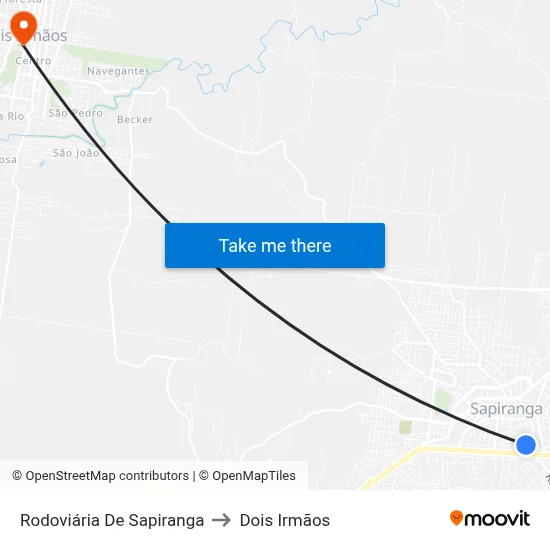 Rodoviária De Sapiranga to Dois Irmãos map
