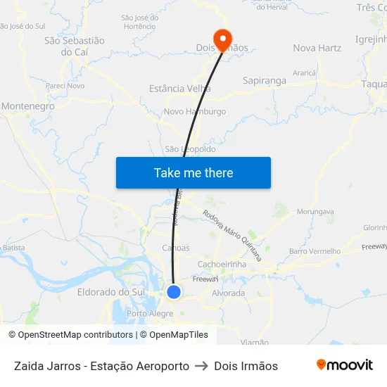 Zaida Jarros - Estação Aeroporto to Dois Irmãos map
