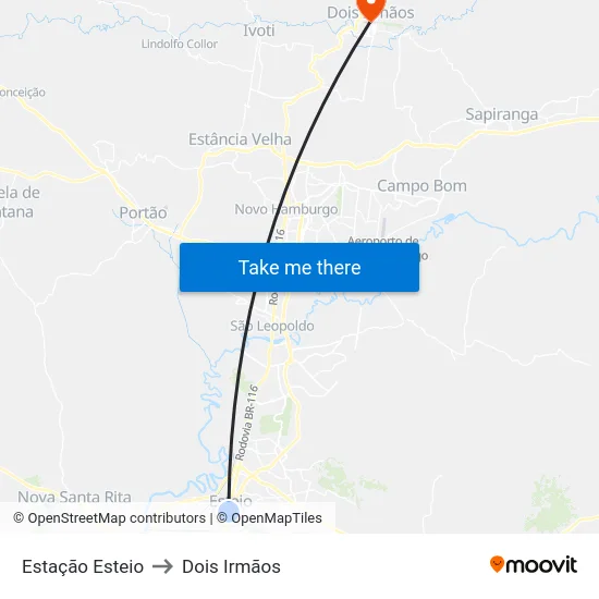 Estação Esteio to Dois Irmãos map