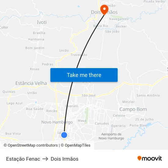 Estação Fenac to Dois Irmãos map