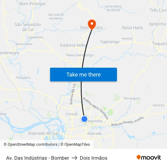 Av. Das Indústrias - Bomber to Dois Irmãos map
