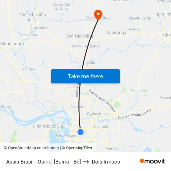 Assis Brasil - Obirici [Bairro - Bc] to Dois Irmãos map