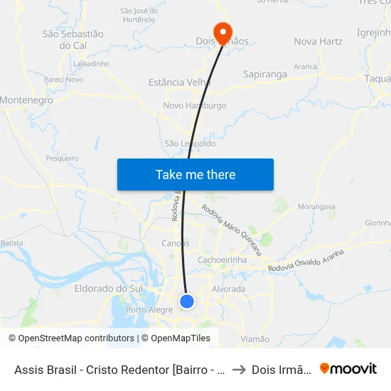 Assis Brasil - Cristo Redentor [Bairro - Bc] to Dois Irmãos map