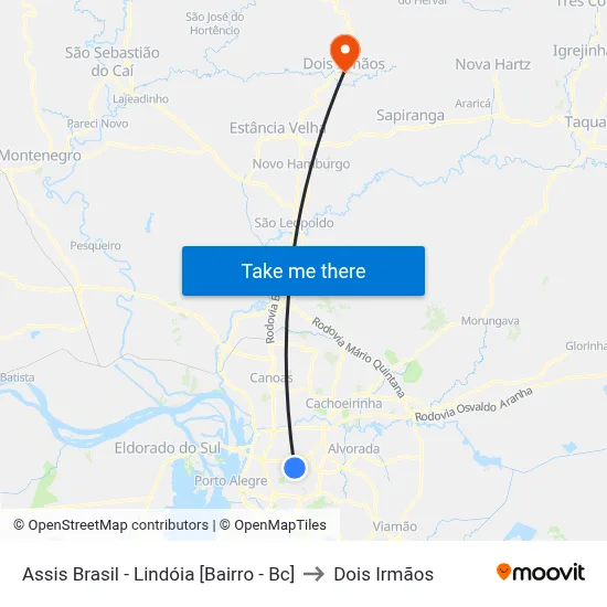 Assis Brasil - Lindóia [Bairro - Bc] to Dois Irmãos map