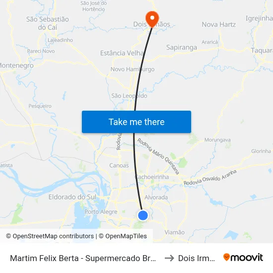 Martim Felix Berta - Supermercado Brunetto to Dois Irmãos map